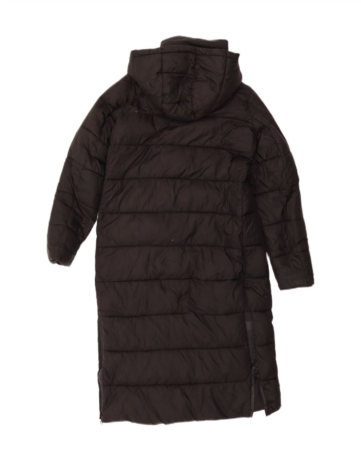 ZARA ženski preveliki podstavljeni kaput s kapuljačom UK 10 Mali crni poliester