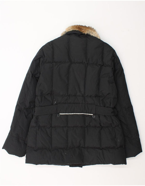 Vintage Womens Padded Jacket IT 48 XL Black Polyamide