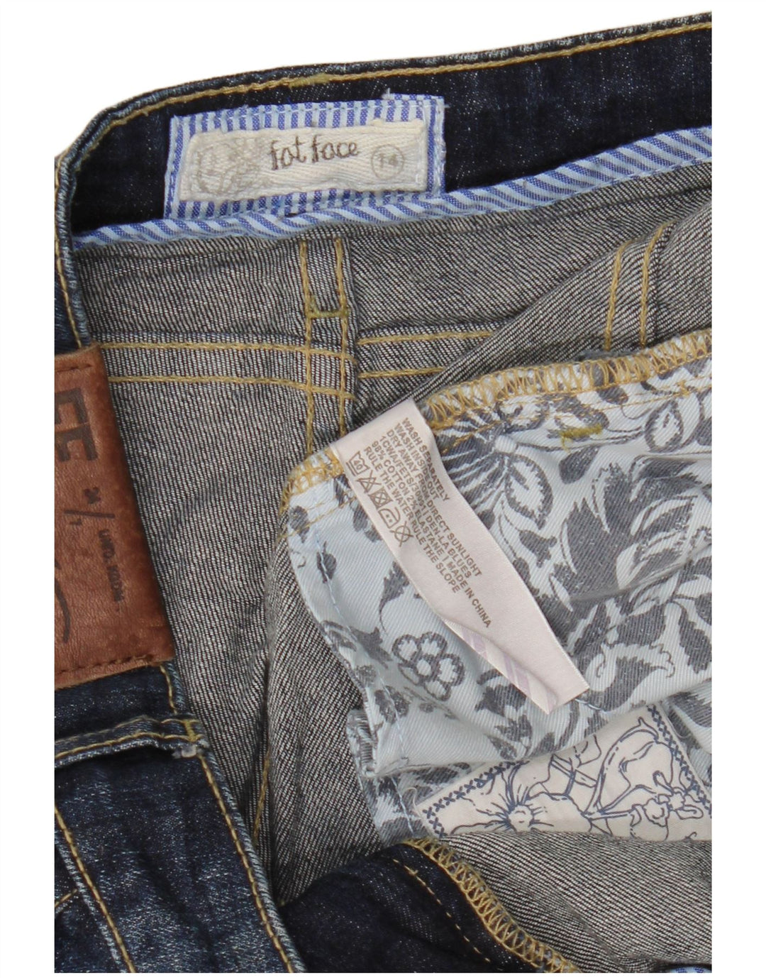 FAT FACE Ženske skraćene traperice UK 14 Large W34 L24 Mornarsko plavi pamuk