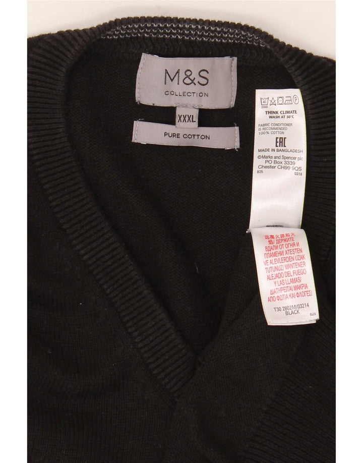 Marks & Spencer muški pulover s V-izrezom 3XL crni pamuk