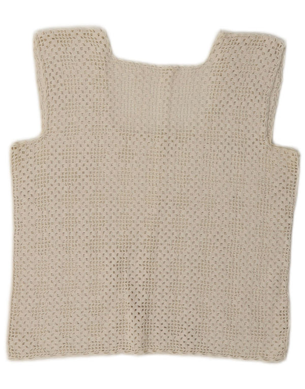 Vintage ženska heklana crop majica UK 8 Mala bijela