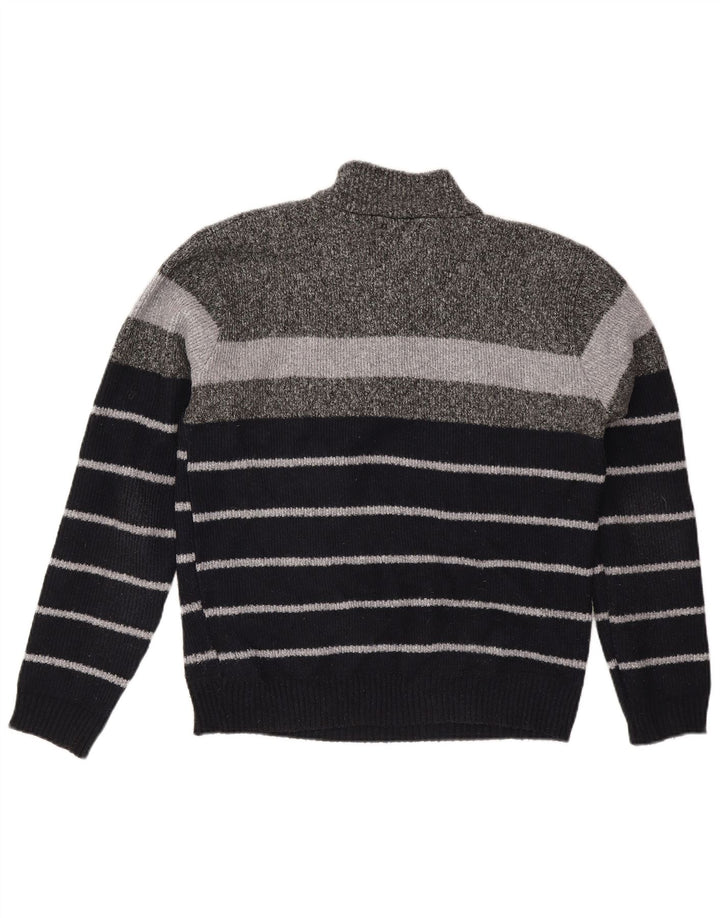 Pierre Cardin muški pulover s izrezom s patentnim zatvaračem XL sivi prugasti poliester