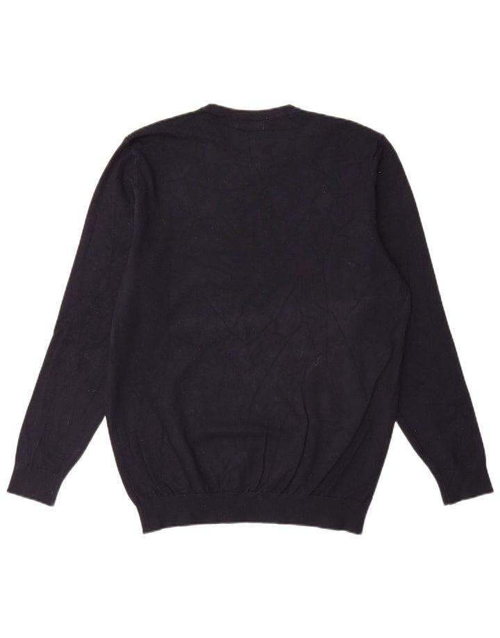 ZARA Mens Crew Neck Jumper Sweater Medium Navy Blue Viscose