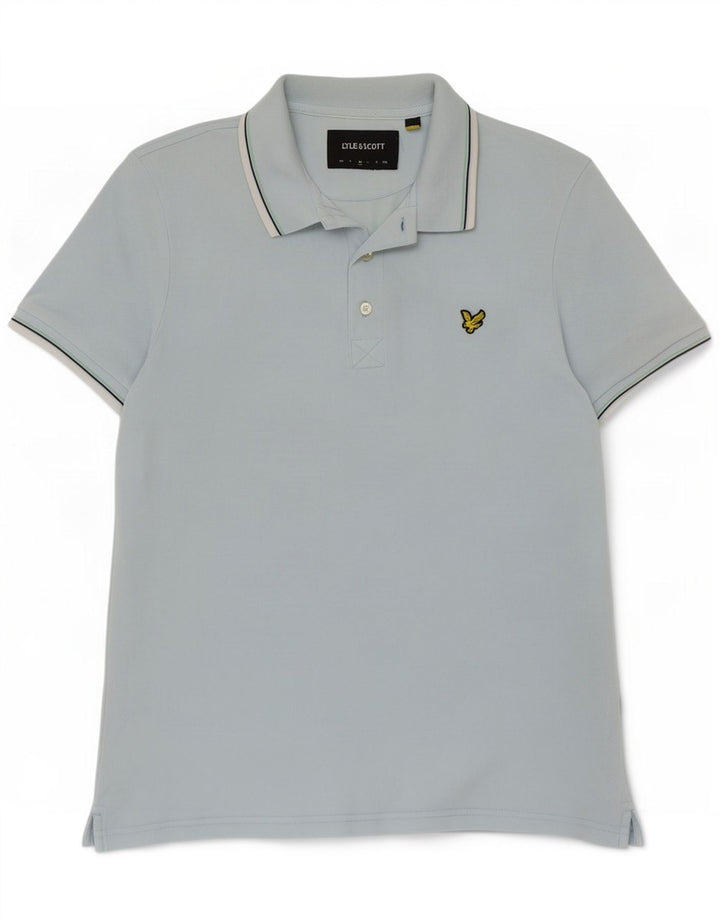 Muška polo majica Lyle & Scott, pamuk na srednje plave pruge