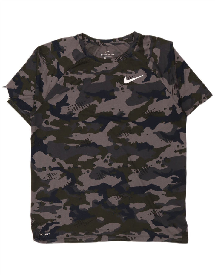 NIKE muška Dri Fit majica kratkih rukava velika siva kamuflažna poliester
