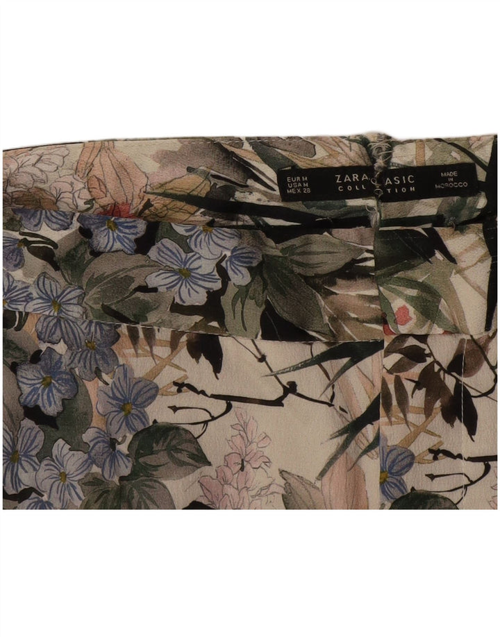 Zara Womens Straight Chino Trousers Medium W28 L29 Multicoloured Floral