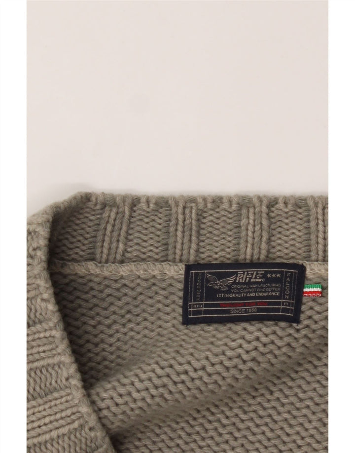 RIFLE Womens V-Neck Jumper Sweater UK 14 Large Grey Vintage Rifle and Second-Hand Rifle from Messina Hembry 