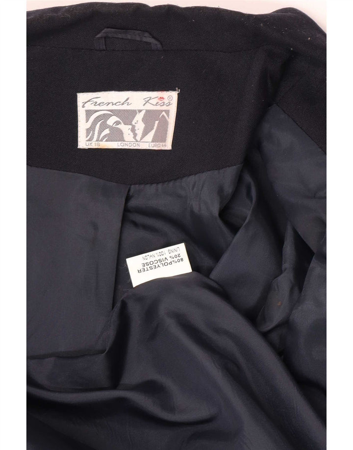 Vintage ženski sako s dvostrukim kopčanjem UK 18 XL tamnoplavi poliester