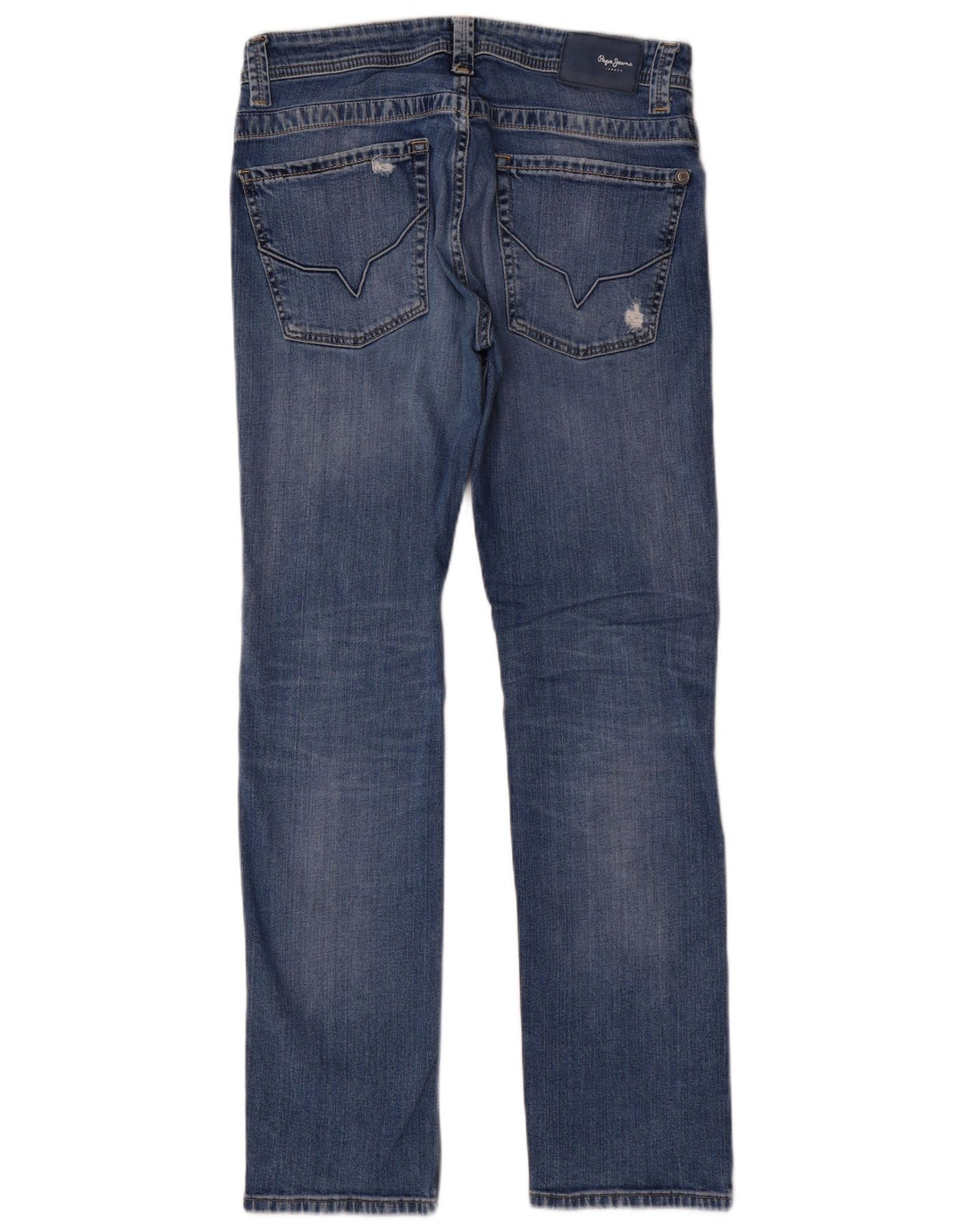 PEPE Jeans Muške isprekidane obične ravne traperice W32 L32 Plavi pamuk