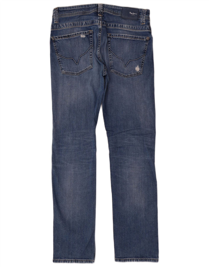 PEPE Jeans Muške isprekidane obične ravne traperice W32 L32 Plavi pamuk