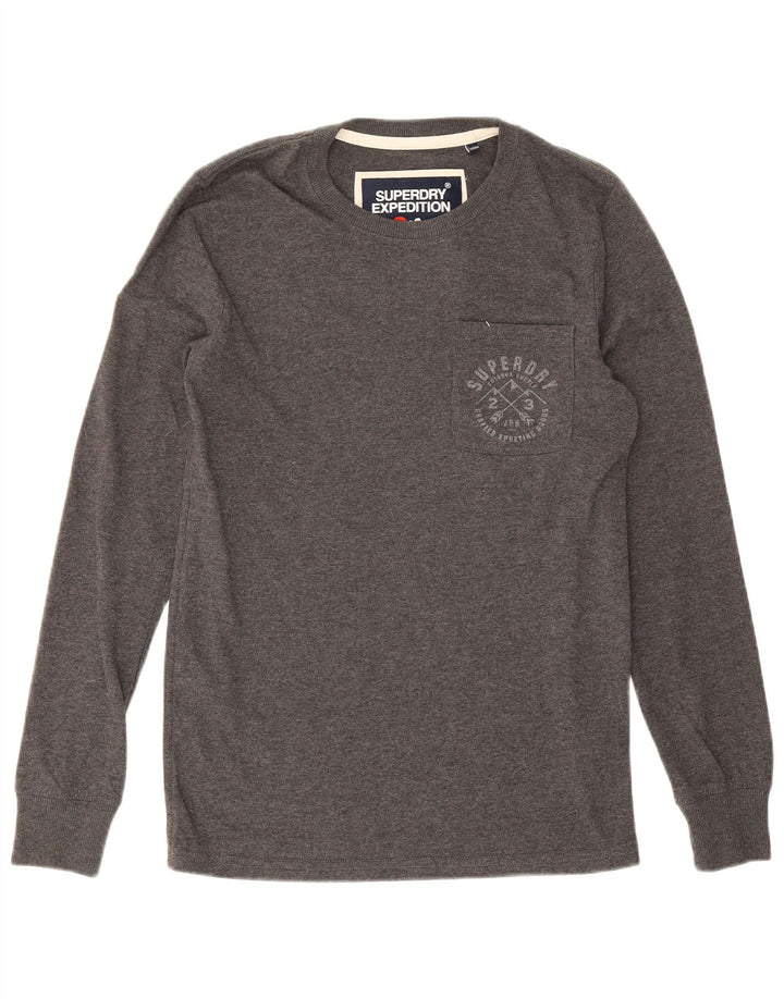 Superdry muška majica dugih rukava, mali sivi pamuk