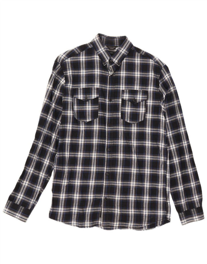 Jack & Jones muška pripijena flanelska košulja male plave kare