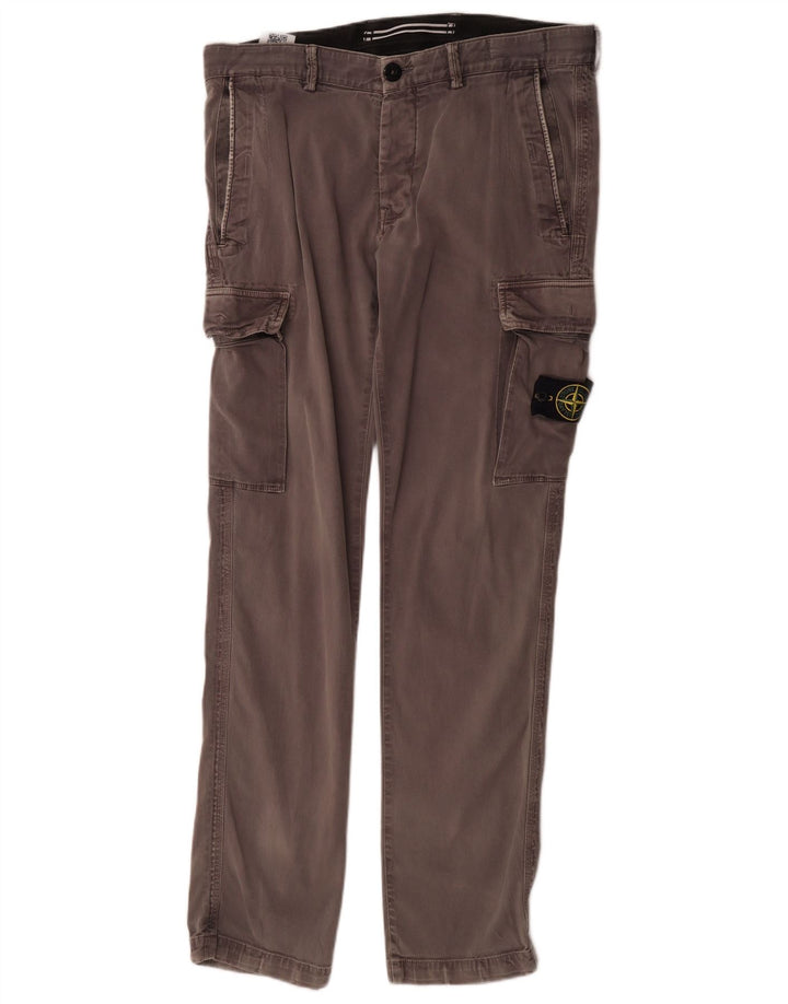 Stone Island muške ravne kargo hlače W32 L34 sivi pamuk