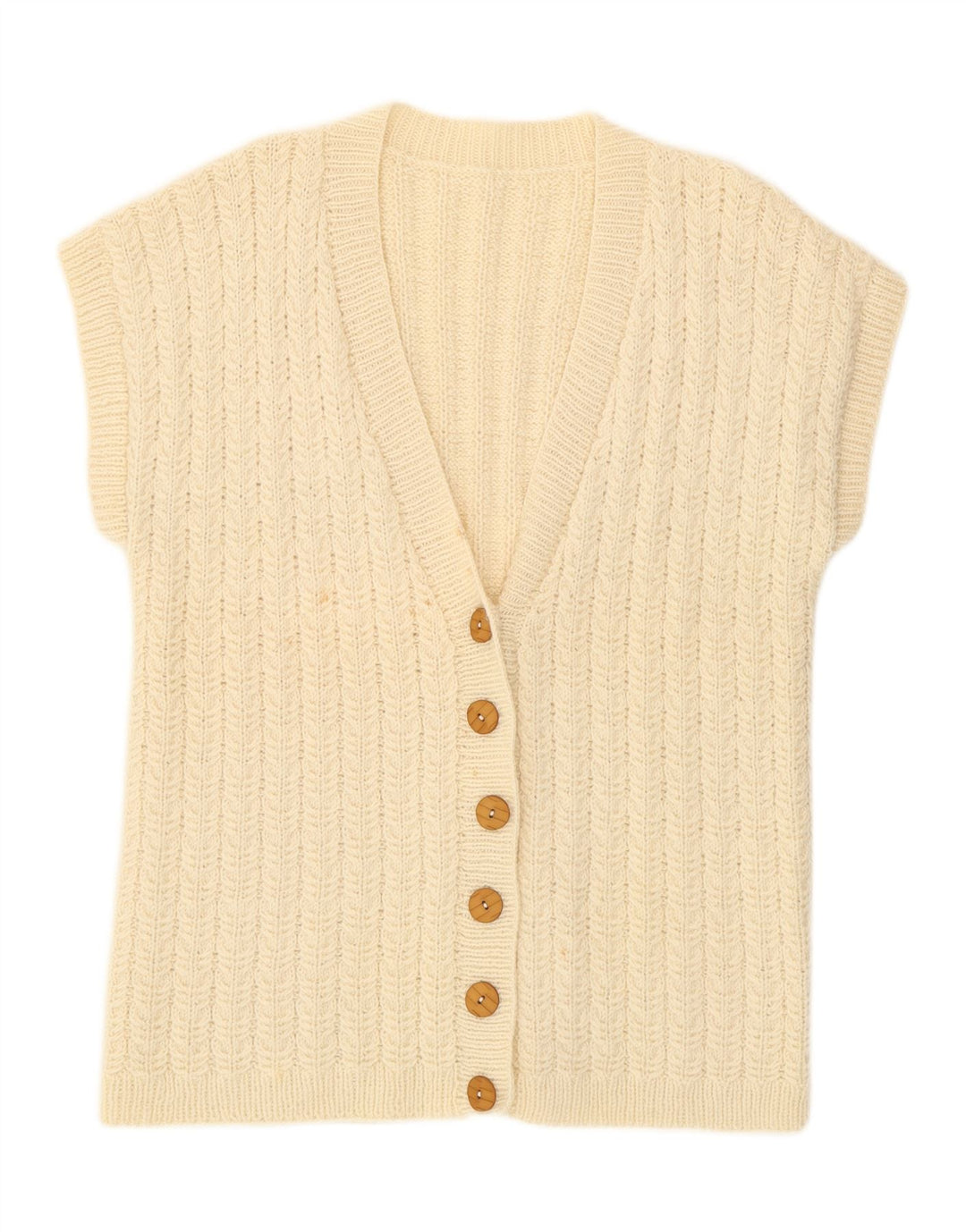 VINTAGE ženski džemper kratkih rukava UK 16 Large Off White