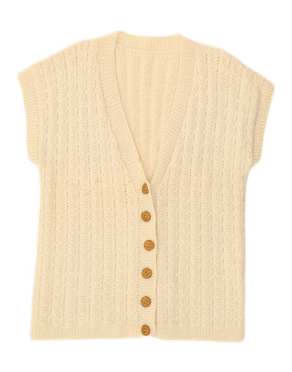 VINTAGE ženski džemper kratkih rukava UK 16 Large Off White