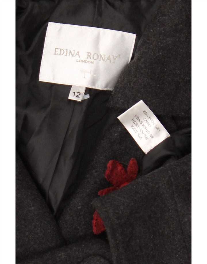 Edina Ronay ženska bomber jakna s 3/4 rukavima UK 12 srednje siva vuna