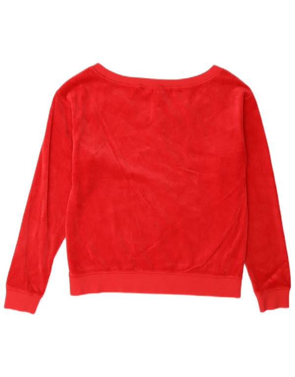 Juicy Couture ženski prekomjerni džemper od baršuna UK 6 XS, crveni pamuk