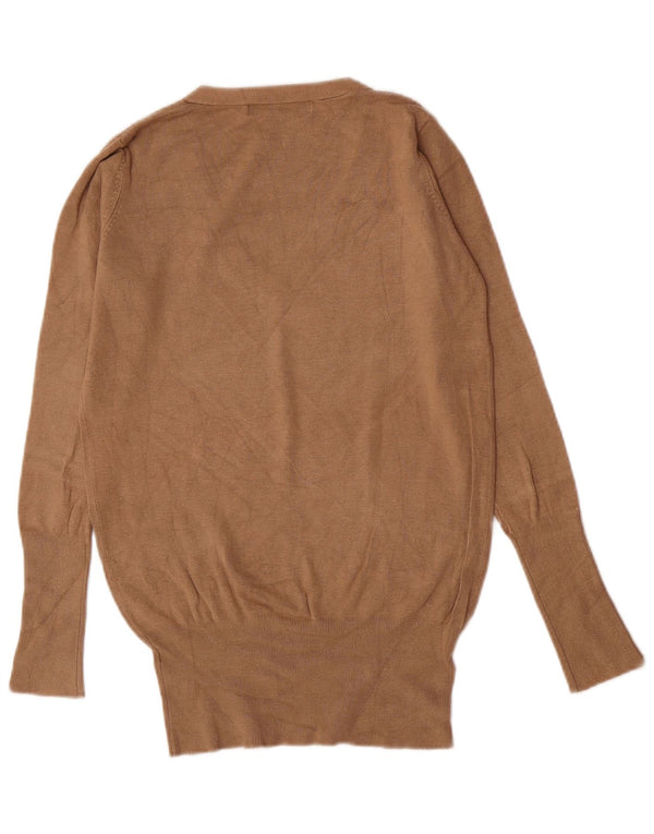 Zara ženski džemper s V-izrezom UK 12 Srednje bež rajon