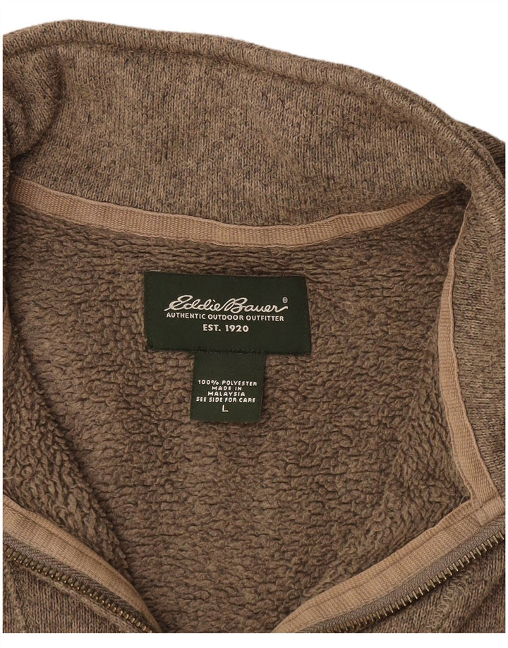 EDDIE BAUER Muška majica s izrezom s patentnim zatvaračem, veliki smeđi poliester