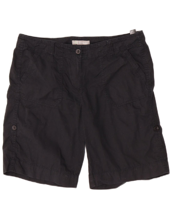 Marks & Spencer ženske chino kratke hlače UK 14 Large W34 crni pamuk