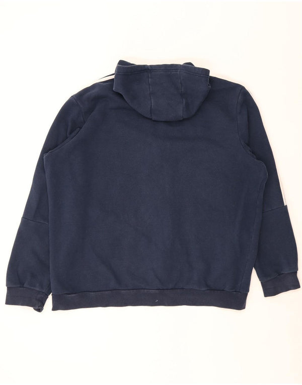 Adidas Mens Zip Hoodie Sweater 2XL Navy Blue Cotton