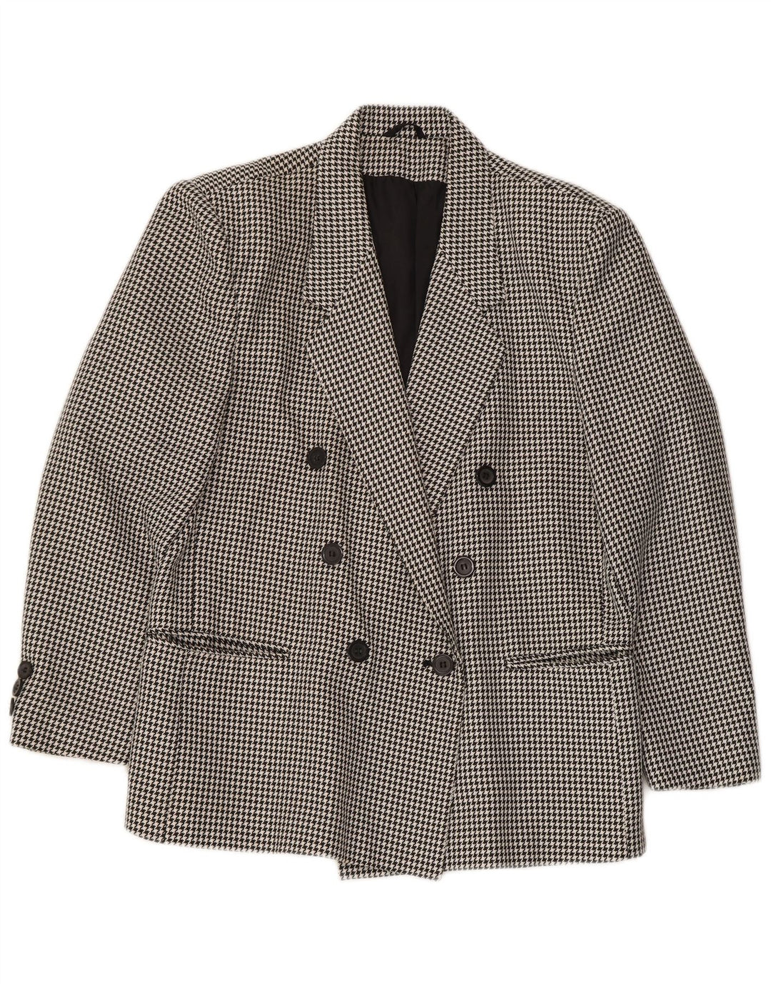 KLASIČNI ženski sako s dvostrukim kopčanjem UK 14 Velika crna houndstooth