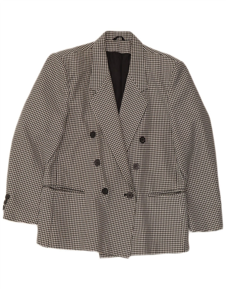 KLASIČNI ženski sako s dvostrukim kopčanjem UK 14 Velika crna houndstooth
