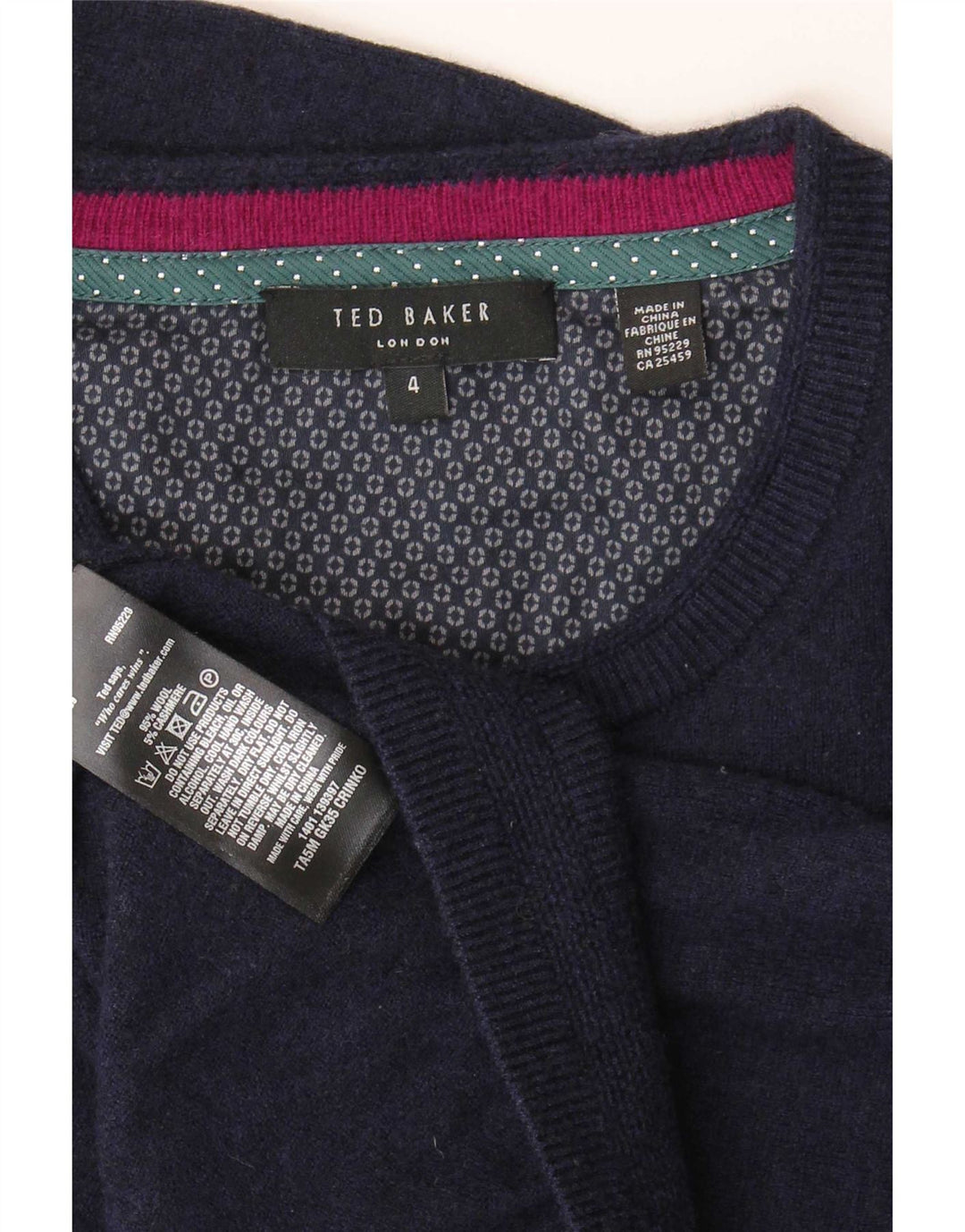 Ted Baker, muški džemper s okruglim izrezom, veličina 4, veliki tamnoplavi vuneni