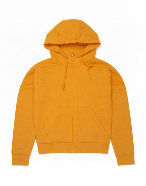 Adidas veliki ženski pulover s kapuljačom na patentni zatvarač UK 4/6 XS žuti pamuk