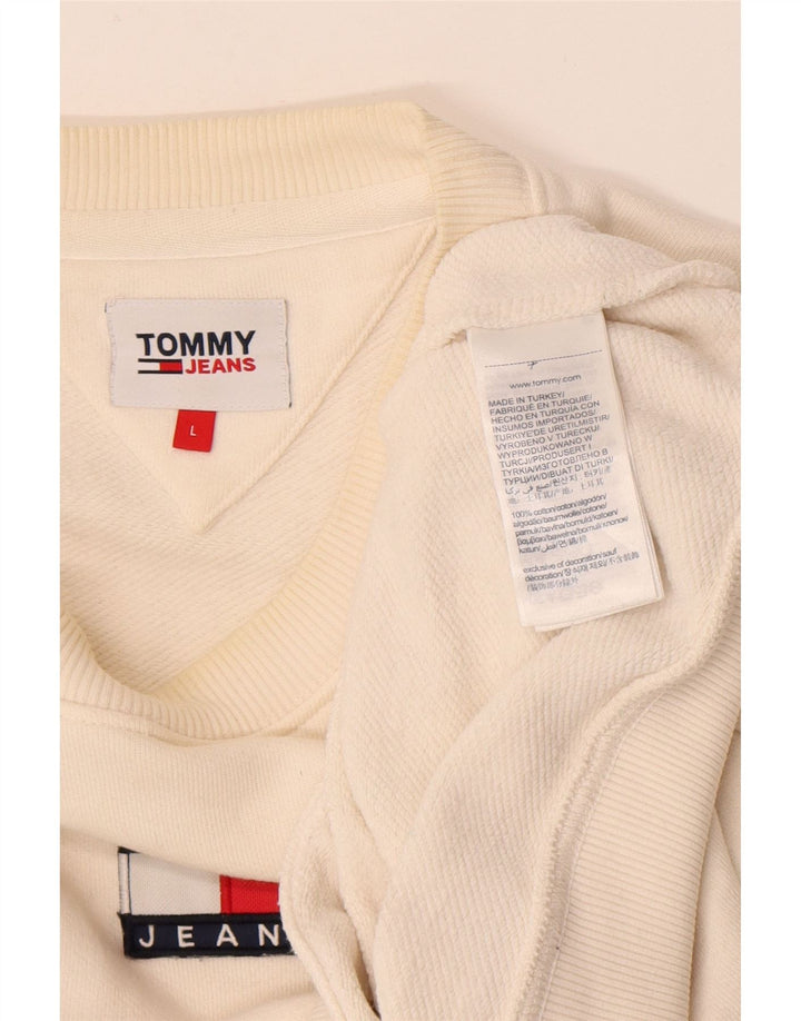 Veliki bijeli pamučni muški džemper Tommy Hilfiger