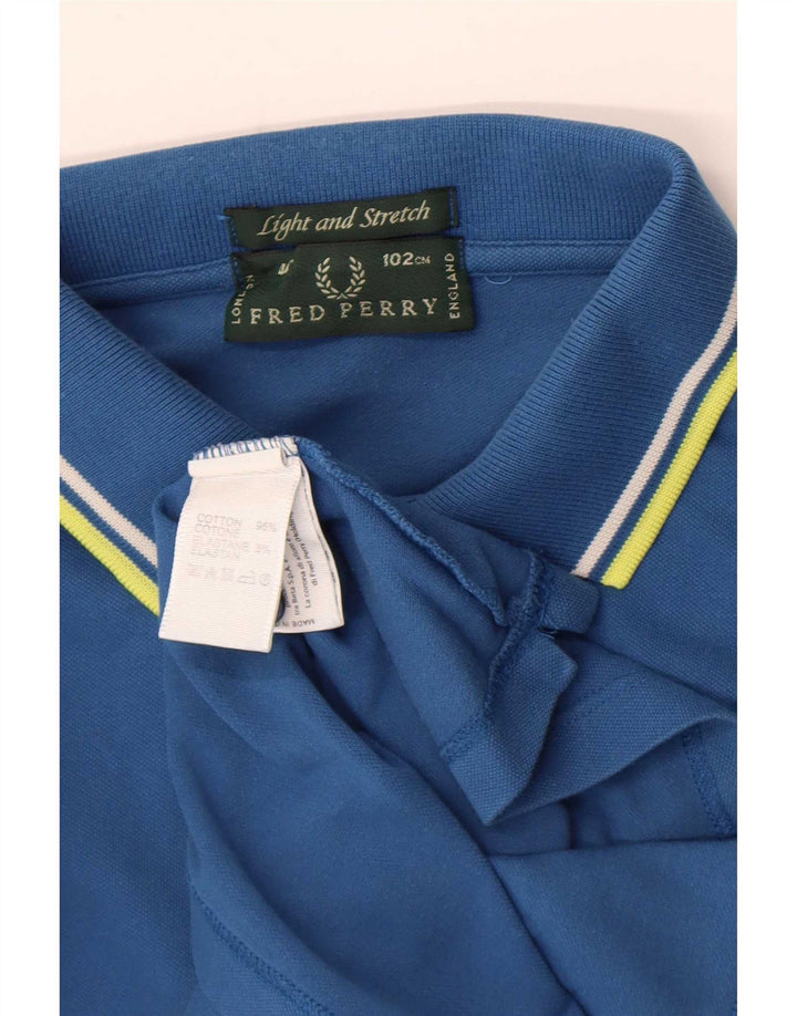 Muška lagana i rastezljiva polo majica Fred Perry, pamuk na srednje plave pruge