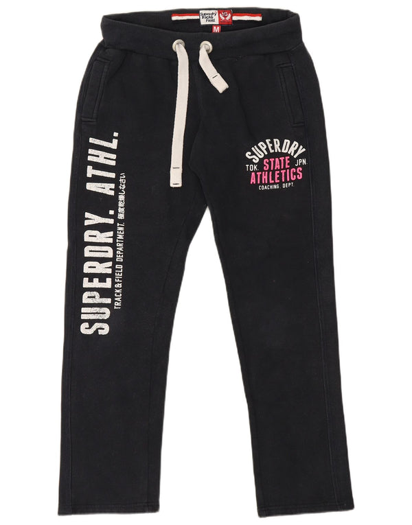 Superdry Ženske Graphic Trenirke Hlače UK 14 Srednje crni pamuk