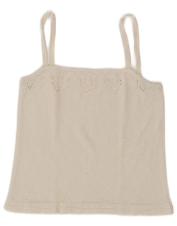 Vintage ženski kratki pleteni Cami Top UK 4 XS bijeli