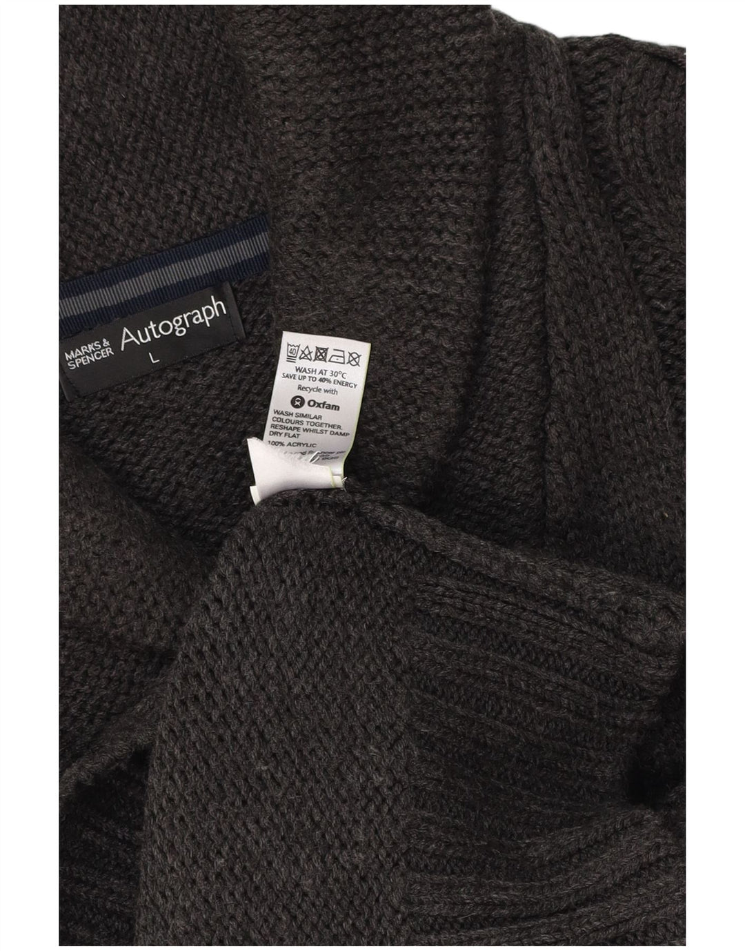 MARKS & SPENCER Muški džemper sa šalom i ovratnikom, veliki sivi