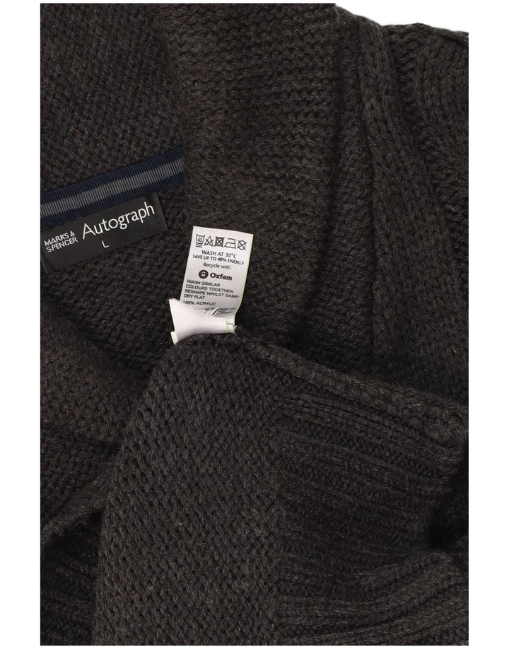 MARKS & SPENCER Muški džemper sa šalom i ovratnikom, veliki sivi