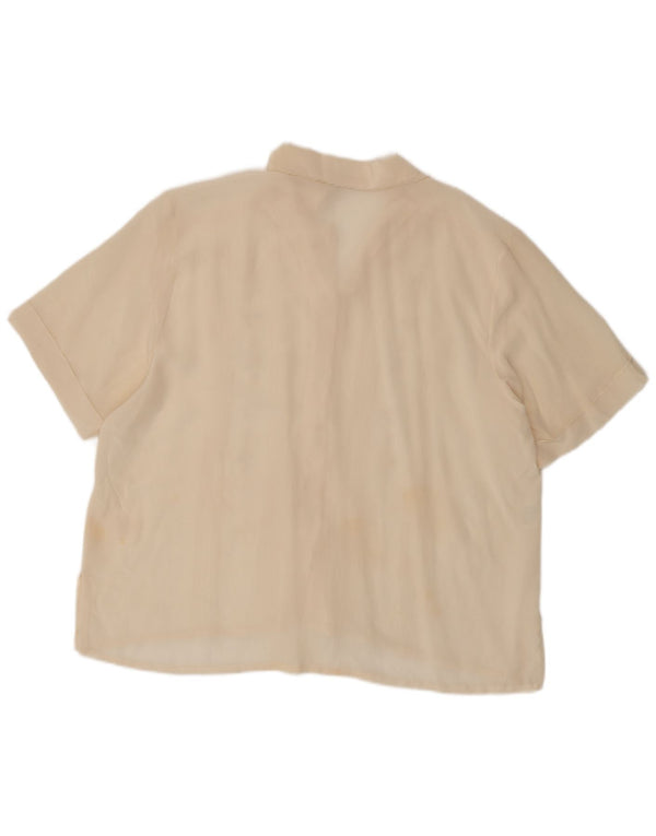 Vintage ženska široka košulja bluza UK 18 XL od bijele cvjetne svile