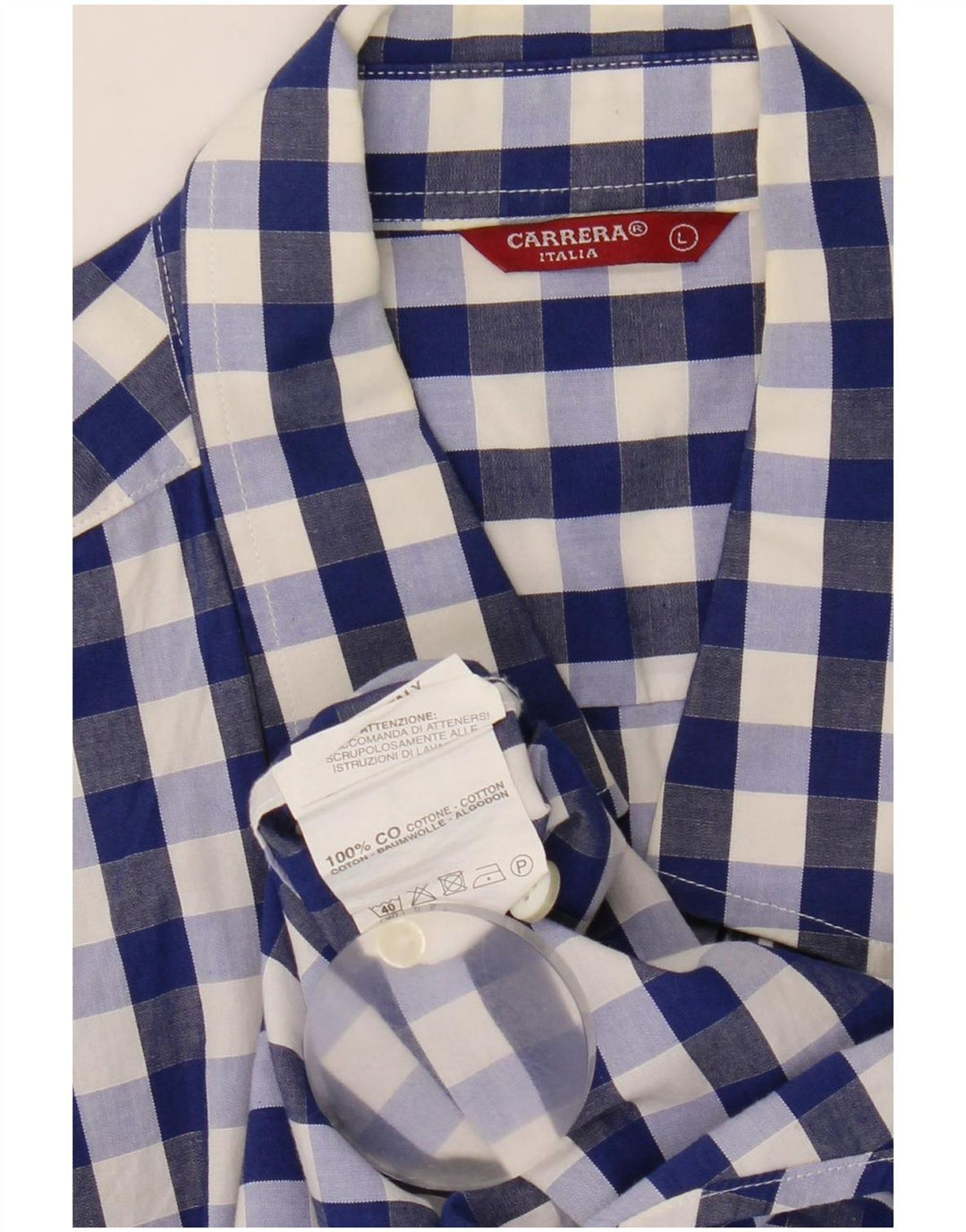 Carrera muška majica kratkih rukava Large Blue Gingham pamuk