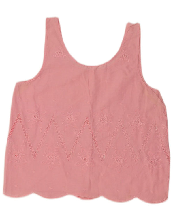 Vintage ženski gornji dio bluze bez rukava UK 16 Veliki ružičasti cvjetni