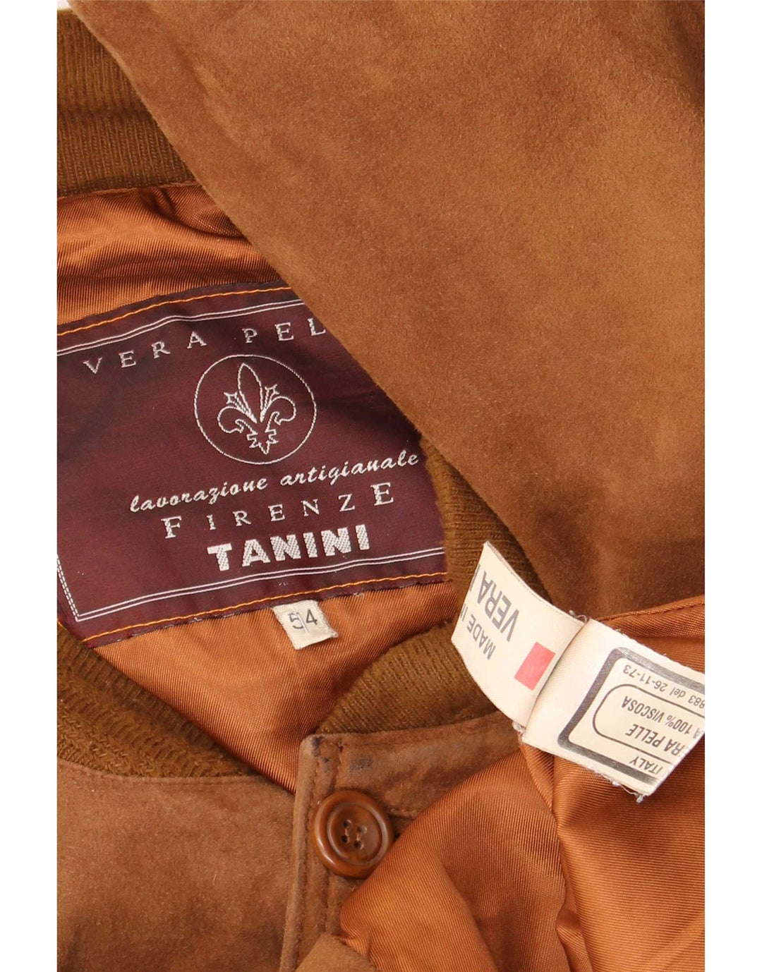 Vintage muška bomber jakna od brušene kože IT 54 2XL smeđa koža