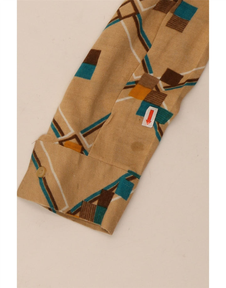 VINTAGE ženska košulja UK 12 srednje bež geometrijske boje