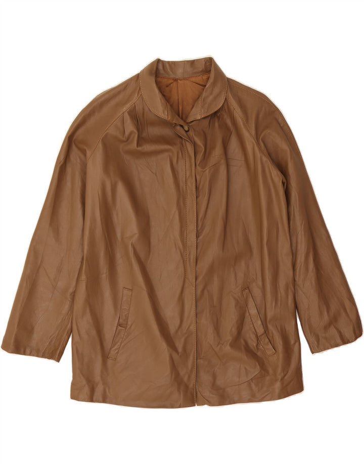 VINTAGE Womens Leather Jacket IT 46 Large Brown Vintage Vintage and Second-Hand Vintage from Messina Hembry 