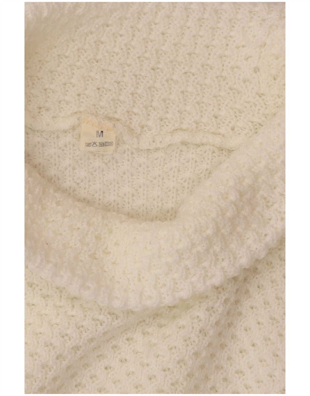 VINTAGE ženski pulover s dugim izrezom UK 14 srednje bijele boje