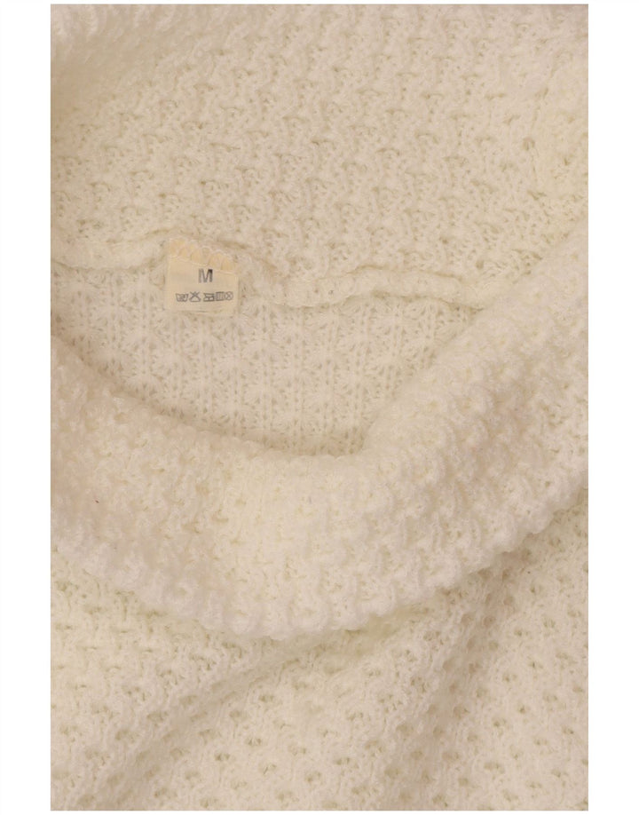 VINTAGE ženski pulover s dugim izrezom UK 14 srednje bijele boje