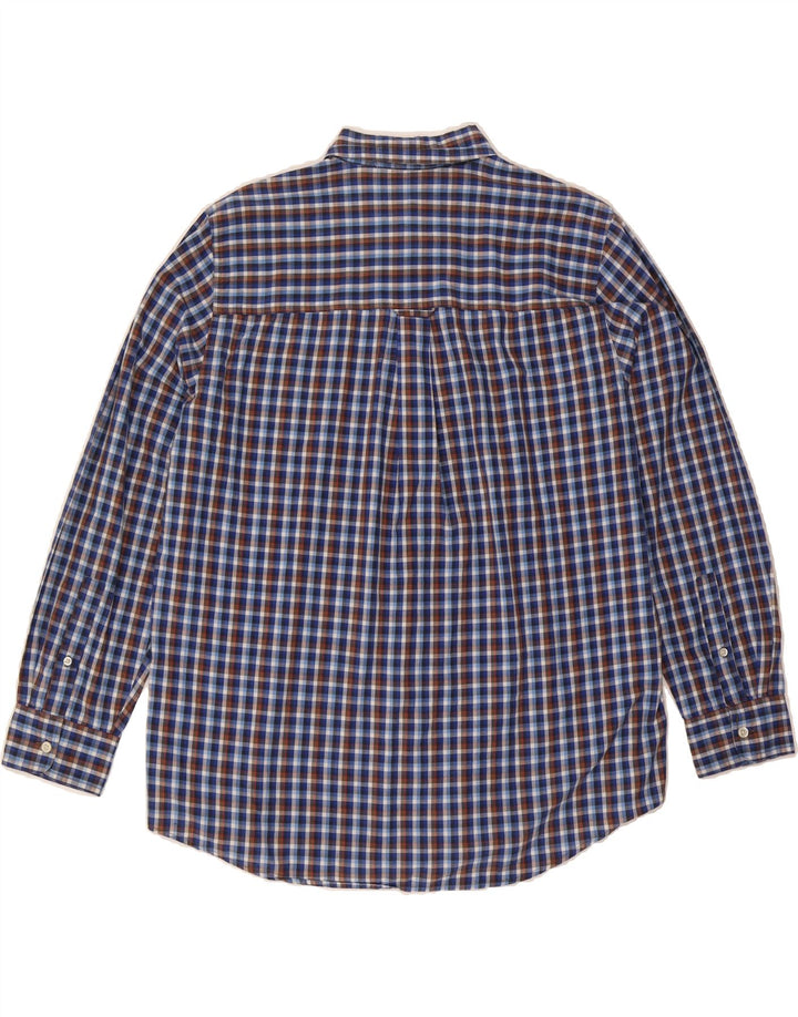 CHAPS Mens Easy Care Shirt Large Navy Blue Check Cotton Vintage Chaps and Second-Hand Chaps from Messina Hembry 