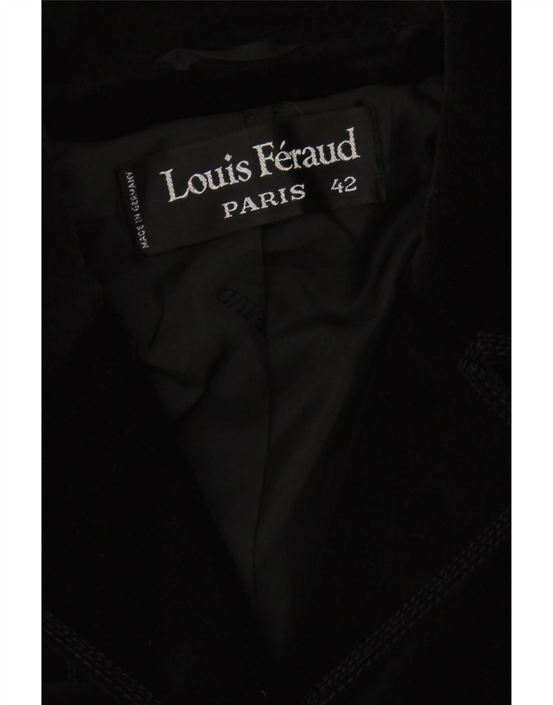 LOUIS FERAUD Womens Crop 3 Button Blazer Jacket EU 42 Large Black Cotton Vintage Louis Feraud and Second-Hand Louis Feraud from Messina Hembry 