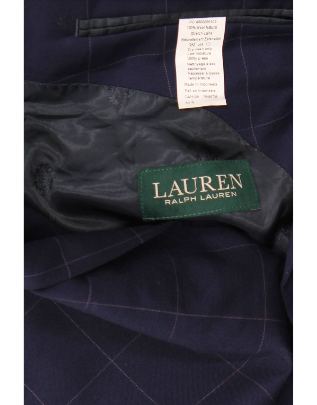 Ralph Lauren muška jakna sa 2 gumba IT 52 veliki tamnoplavi karirani vuneni