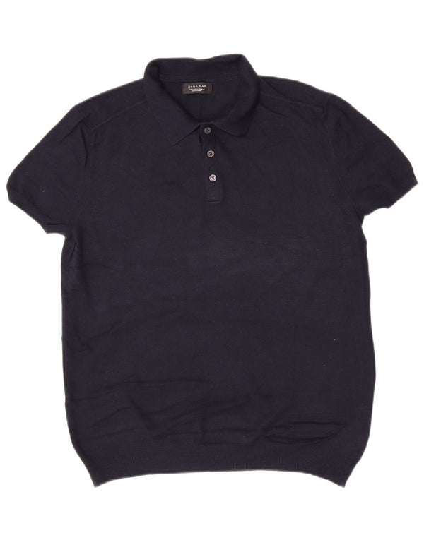 Zara muški pulover kratkih rukava s polo izrezom, veliki tamnoplavi
