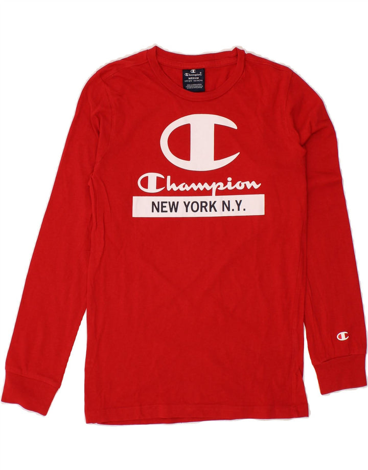 CHAMPION Boys Graphic Top Long Sleeve 9-10 Years Medium Red Vintage Champion and Second-Hand Champion from Messina Hembry 