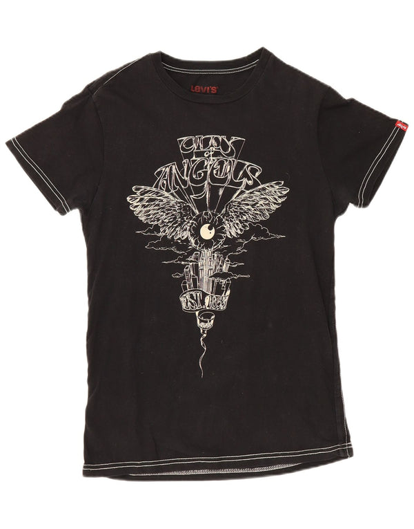 Levi's Womens Graphic T-Shirt Top UK 12 Medium Black Cotton