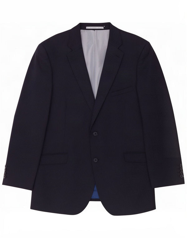 Marks & Spencer Mens 2 Button Blazer Jacket UK 44 XL Navy Blue Pinstripe